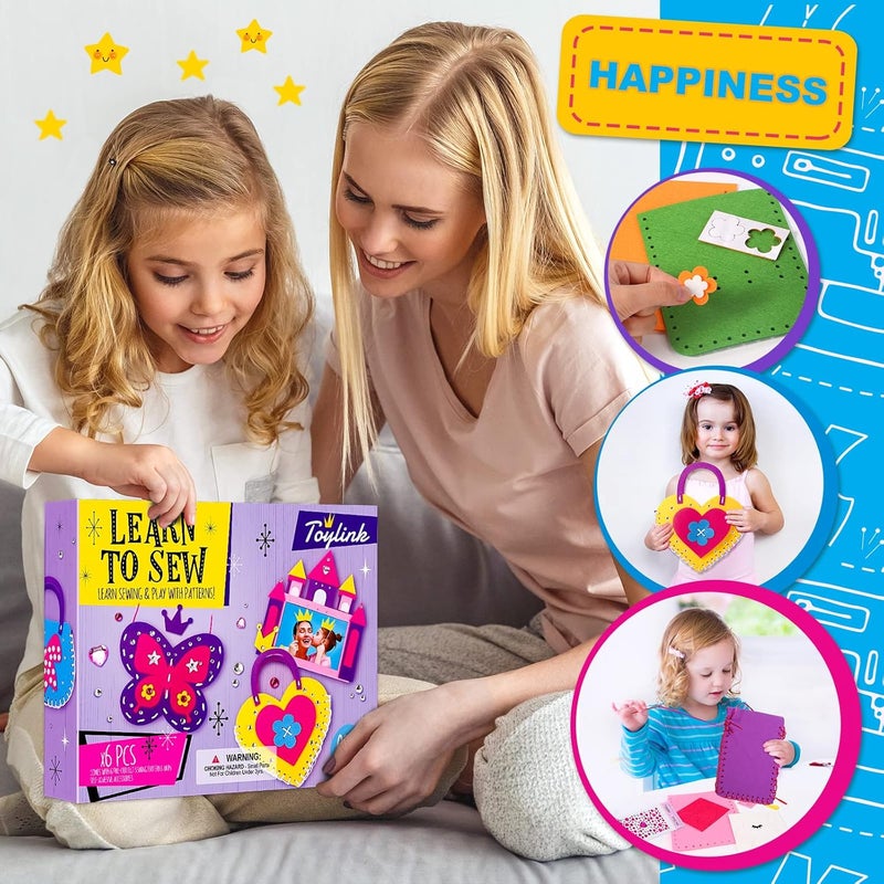 Toylink First Sewing Kit for Kids Beginners Arts Crafts for Girls Ages 4 5 6 7 8 Learn to Sew Unicorn Purse Bags Picture Frame Pen Holder DIY Felt Craft Kits Toddler Gifts - Image 4